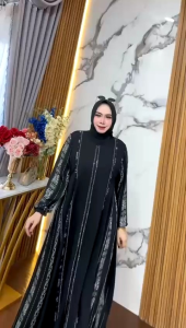 gamis abaya jetblack hikmat premium