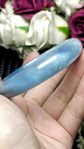 (Certificate) Aquamarine bangle 59mm +- (附证书)海蓝宝手镯 59mm +-