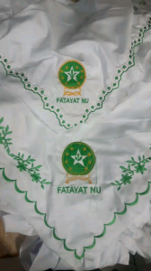 jilbab fatayat NU 1 logo bordil tepi motif bunga