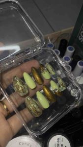fe.nails Handmade PressOnNails PistachioKunafa FakeNails