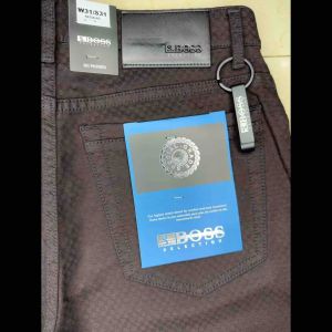 Jeans Stretch Pria BOSS SELECTION Katun Warna Hitam Kotak -RegularFit