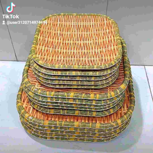 Đĩa vuông nhựa melamine giả mây tre