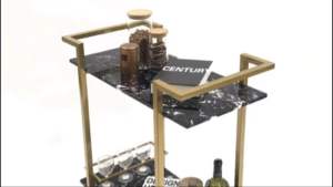 Kệ để đồ mặt đá 2 tầng với khung kim loại sơn tĩnh điện có bánh xe di chuyển dễ dàng thuận tiện cho việc vận chuyển