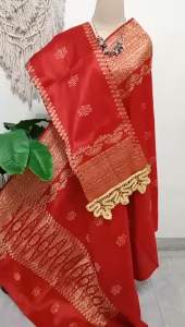 Songket silungkang full kristal premium merah cabe