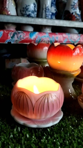 (Combo 2 cái)Chân đế đèn cầy/Cặp đế đựng nến Tealight gốm sứ