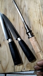 set pisau dapur baja hss ( 2pcs pisau dapur dan 1 asahan stik ) alat potong daging buah dan sayuran