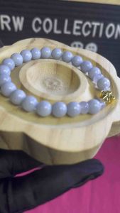 Angelite and Blue Lace Agate with Cross 8mm 16cm