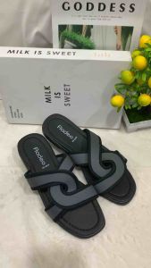 Sendal Flat Wanita Fladeo Terbaru Model Slip-On Olla Kekinian Perempuan Trend Sandal Cewek Selop