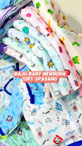 1Set 3Pasang Baby Baju Tidur New Born Sleepsuit Pajamas