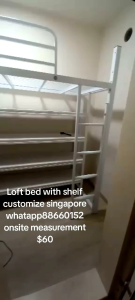 Loft bed customize with shelf singapore for helper room/store room/unity