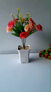 Sampai7an PBP32 / Pot Bunga Plastik Mini Dekorasi Hias Ruangan Mawar Tulip Pajangan T 30cm / COD