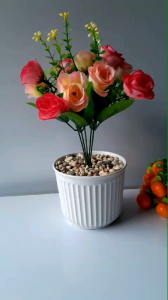 Azgalery PBP15 / Pot Bunga Hias Plastik tanaman Palsu Bonsai /Bunga Mawar Plastik Pot Plastik COD