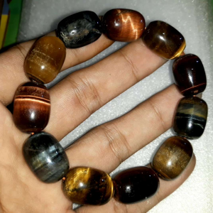 Gelang Batu Natural Tiger Eye Tabung Mix Akik Mata Harimau 19x15mm