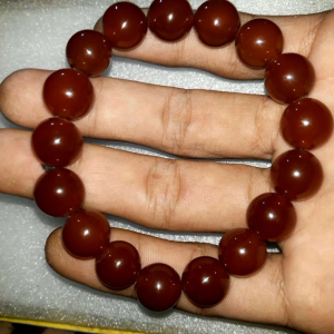 Gelang Batu Natural Red Agate Akik Merah Tua Bulat Butir 12mm