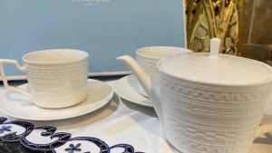 Bộ 1 ấm và 2 ly kèm dĩa lót WEDGWOOD sứ xương đơn giản-WEDGWOOD Tea Plates Saucers and Teapots Unique Afternoon Tea Breakfast Birthday Gifts