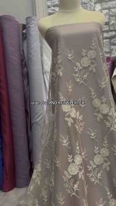 Bahan Kain Kebaya Mewah Brokat Tile Autumn Series 2tone Motif Bunga Besar Harga 05m