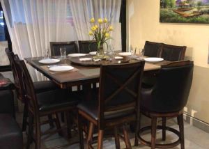 BUCKINGHAM Counter Height 5ft x 5ft Square Dining Table +BS35 C + BS95S SWIVEL C 1 +6 SET American OAK Veneer Series
