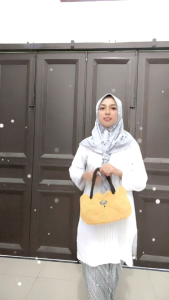 Tas Rajut Pesta Mewah Wanita Bahan Tali Kur Motif Anyaman Bunga Mawar Timbol Model Terbaru Kekiknian