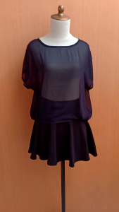 atasan wanita hitam L XL sifon cewek blouse transparan cute outer