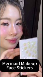 Mermaid Y2K Face Rhinestone Diamond Sticker Shiny Crystal Party Concert Face Sticker Wedding Pearl Sticker