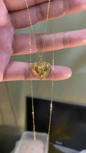 PAWNABLE 18K Saudi Gold Fine Tauco Chain(thin) with 18K Saudi Gold Queen Elizabeth Heart Pendant(Open back)✨