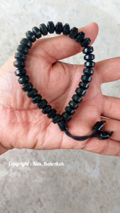 Gelang Tasbih Batu Giok Black Jade Original Asli Aceh Tabung Pipih 33 Butir