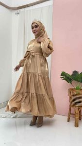 Gamis sarah shimer + hijab dress terbaru super premium model kekinian new arrival Muslim Pesta Wanita Remaja Maxi Lebaran