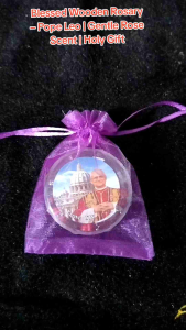 Blessed Wooden Rosary – Pope Leo | Gentle Rose Scent | Holy Gift
