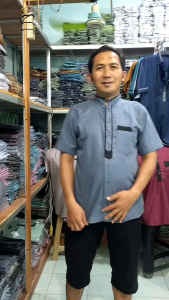 Kemko Kemeja Koko Santai Pria Dewasa Lengan Pendek Bahan Katun
