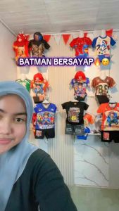 SETELAN PANJANG ANAK LAKI LAKI MOTIF BATMAN PAKAI SAYAP HITAM CELANA PANJANG USIA 1-10 TAHUN BISA SET TOPI & TOPENG