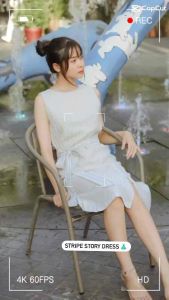 WaWow เดรสยาวลายลิ้ว เดรสยาวแขนกุด ใส่ออกงาน ใส่ไปคาเฟ่น ราคาล่าสุด ราคาถูกกว่า!