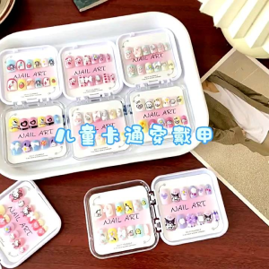 3D sanrio children false nails cartoon 3D fake nails with transparent box kawaii design nail art kuromi stella melody cinnamoroll hello kitty