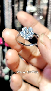 silver 925 flower stone  silver  ring