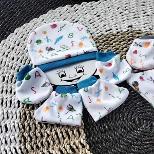 set topi bayi baru lahir+ sarung tangan dan kaki