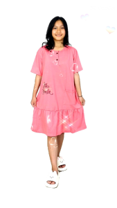 Daster Lengan Amro Label Putih Dewasa fit to L Dress rumah home dress midi busui forever anne claire all size lorita sielie pretty girl kaos
