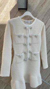 MG166-1224 : มินิเดรสสีครีม Cream Knit Mini Dress