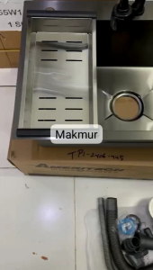 KITCHEN SINK 1 LUBANG BESAR HITAM STAINLESS STEEL / BAK CUCI PIRING BCP 1 LUBANG HITAM STAINLESS