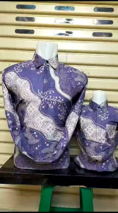 BATIK PESTA COUPLE AYAH DAN ANAK LAKI LAKI KATUN PREMIUM LAPIS FURING WARNA UNGU