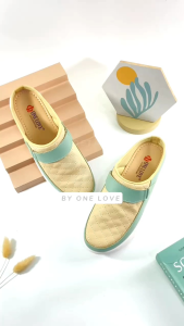 Sepatu wanita wedges ONE LOVE model bustong upper bordir variasi single list Gasper sol TPR putih empuk dan ringan