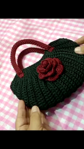 tas rajut jinjing bunga 3D handmade tas rajut tangan