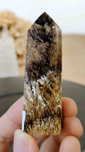 Natural Brazil Collection Sagenite Agate with Acicular Rutile Crystal Point SGP08