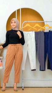 celana wanita beggipants crinkle airflow prenium model karet muter dan tali pingang sehingga mudah di sesuaikan elegan