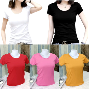 (A002) เสื้อยืดคอกลม แขนสั้น ยาวเต็มตัว ทรงสวย สไตล์เกาหลี ผู้หญิง