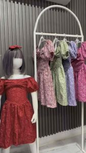 [ACTUAL PHOTO] 008 | CYC Hanela Embossed Jacquard Ribbon Sailormoon Dress with FREE Turban for Baby and Kids