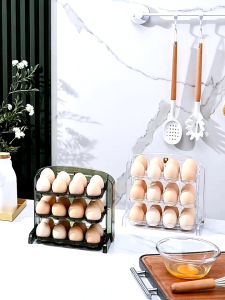 Rak Telur 3 Tingkat dan Rak Penyimpanan Telur 24 Lubang: Sekat Container Box Telur