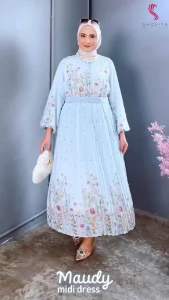 Maudy Dress Gamis Wanita Muslimah Terbaru / Gamis Wanita Kondangan Pesta Ceruty Motif Full Furing