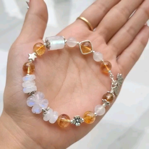 Lắc Ag Ta Vàng Mix Lu Thống Cỏ 4 Lá Ngũ Điếu Moonstonee - Phong Thủy TUDO