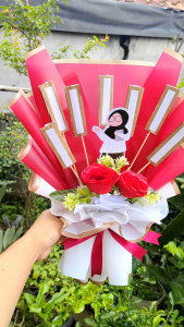 Ready Buket Hari Guru Kerangka Buket Snack/Foto/Kopi/Coklat Ukuran Size Medium Buket Kombinasi Warna Kado