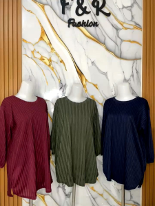 Atasan Wanita Oversize Knit Lidi Jumbo Lengan 7/8 Halus Adem Menyerap Keringat.