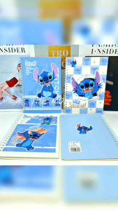 (Modern Art)Cute Cartoon Stitch Coil line Notebook Diary Book Loose-leaf Horizontal School Supplies Gifts Office Stationery Paper Portable Writing